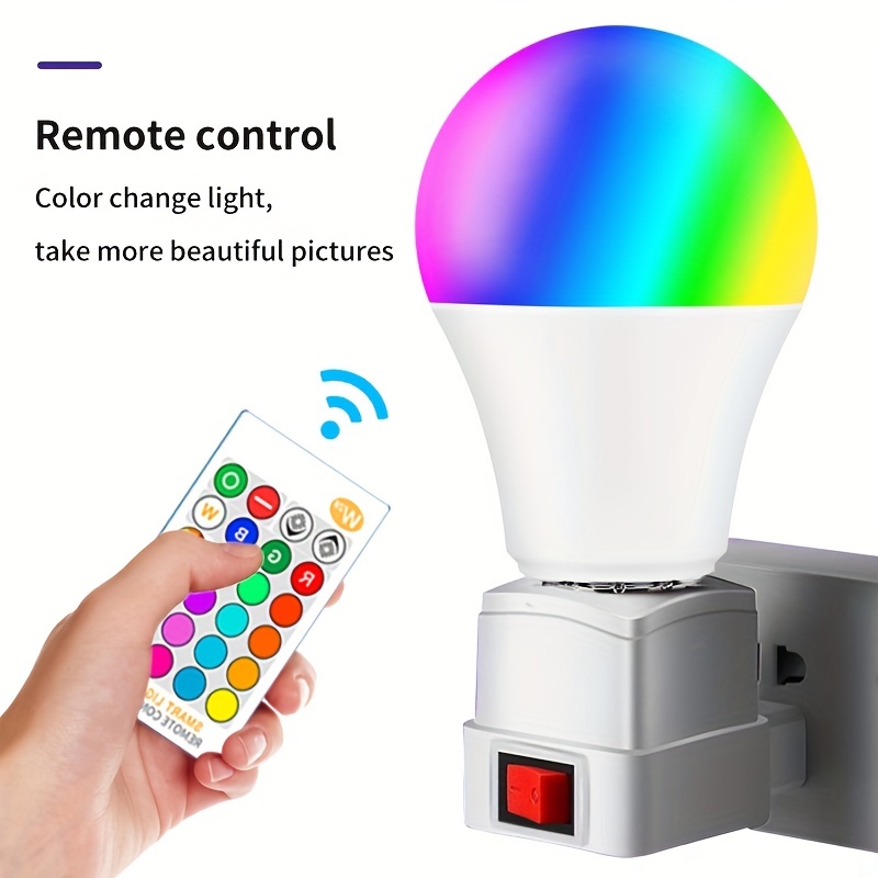 1pc LED Smart Remote Control Bulb, RGB+White, 16 Colors Lights 9W 110V,  Flash Function, For Room Decoration, Lights, Live Lighting Atmosphere  Lights