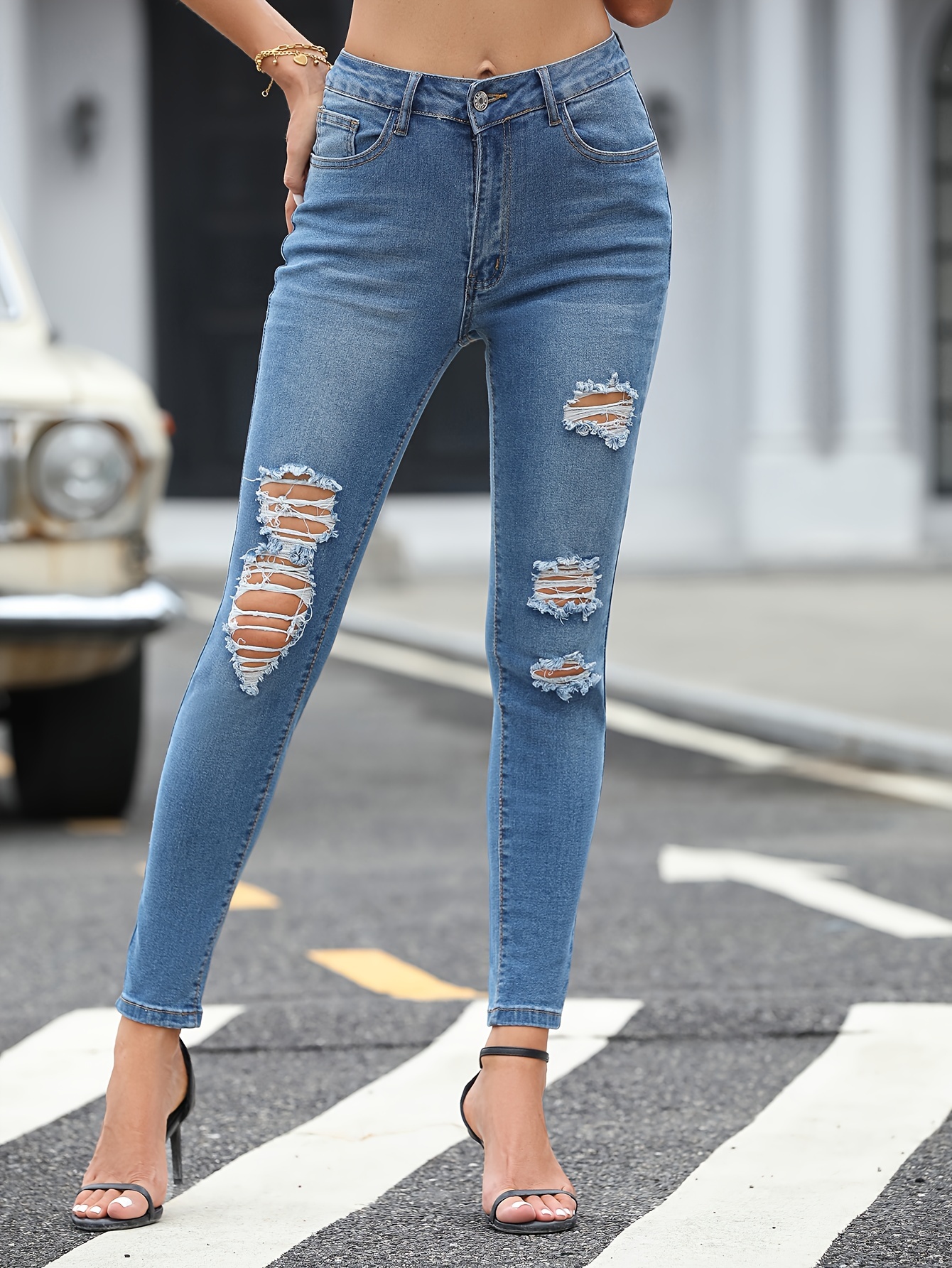 Ripped Jeans Women - Temu