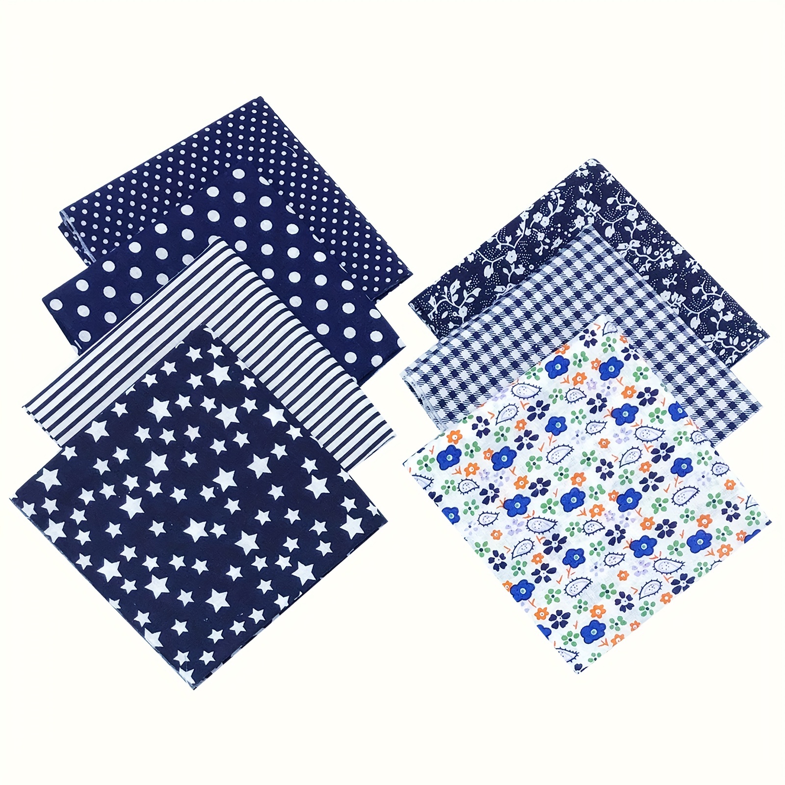 Navy Blue Cotton Fabric Printed Patchwork Fabric Stitching - Temu