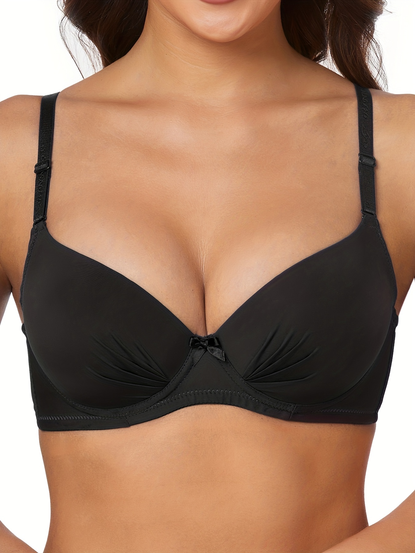 Simple Solid Push Bra Comfy Breathable Full Coverage - Temu Canada