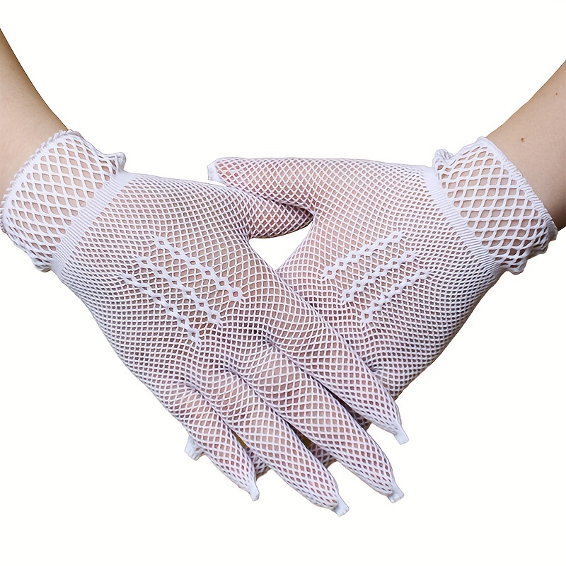 Girl Lace Mesh Gloves Sunscreen Gloves Summer Elastic Gloves - Temu