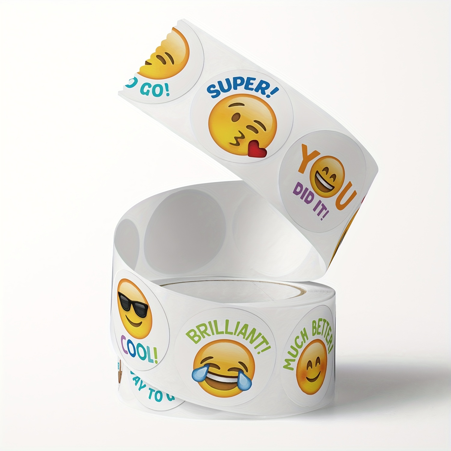 Gsedaox Sticker 500 Stück Smiley Aufkleber Rolle, Happy Face-Aufkleberrolle