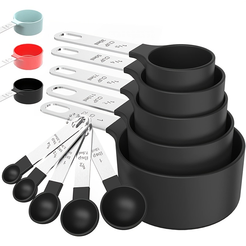 

8pcs Stackable Measuring Set With Stainless Steel Handles - Cooking & Baking, Plastic Kitchen Tools