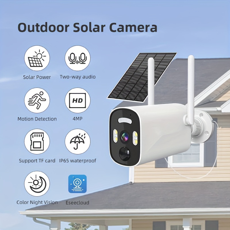 Ctronics 4pcs Solar Security Camera, Low-Power Consumption Battery