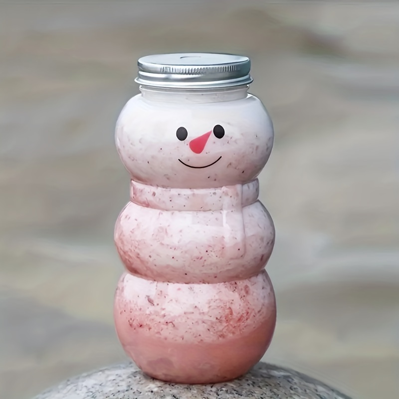 Christmas Juice Bottle Snowman Shape Beverage Container Reusable