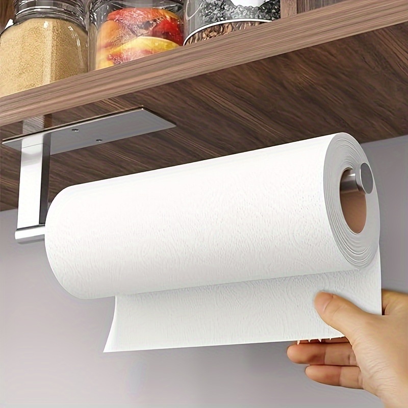 Soporte de papel higiénico autoadhesivo sin taladro, accesorio de acero  inoxidable para rollo de cocina y
