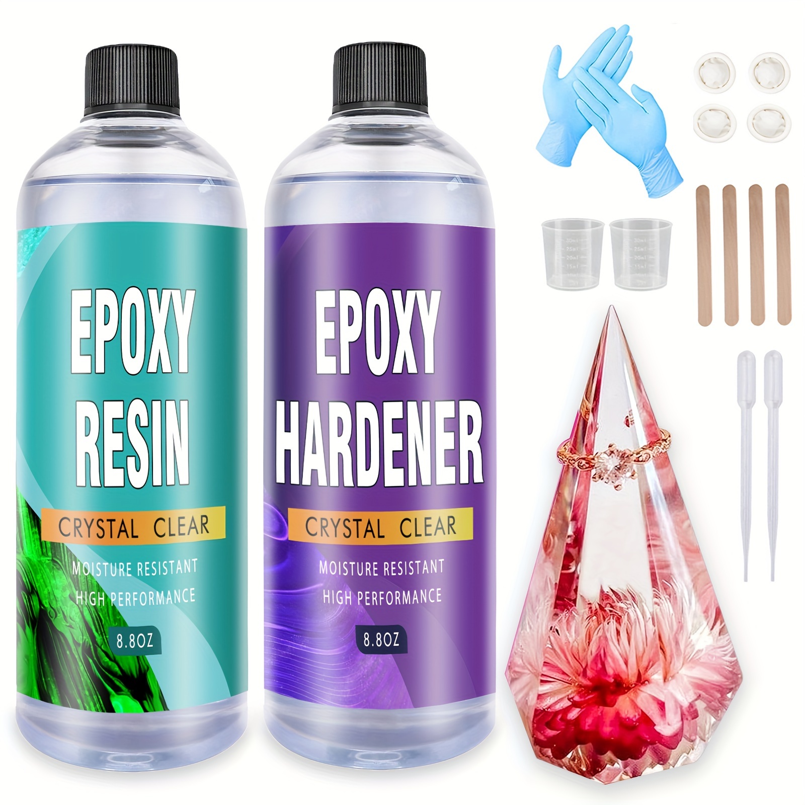 Epoxy Resin Kit for Beginners - 460ML / 15.5 FL.OZ. Epoxy Resin Starter  Kit, Epoxy Resin Making Kit with Mica Powder, Molds, Clear Epoxy Resin for