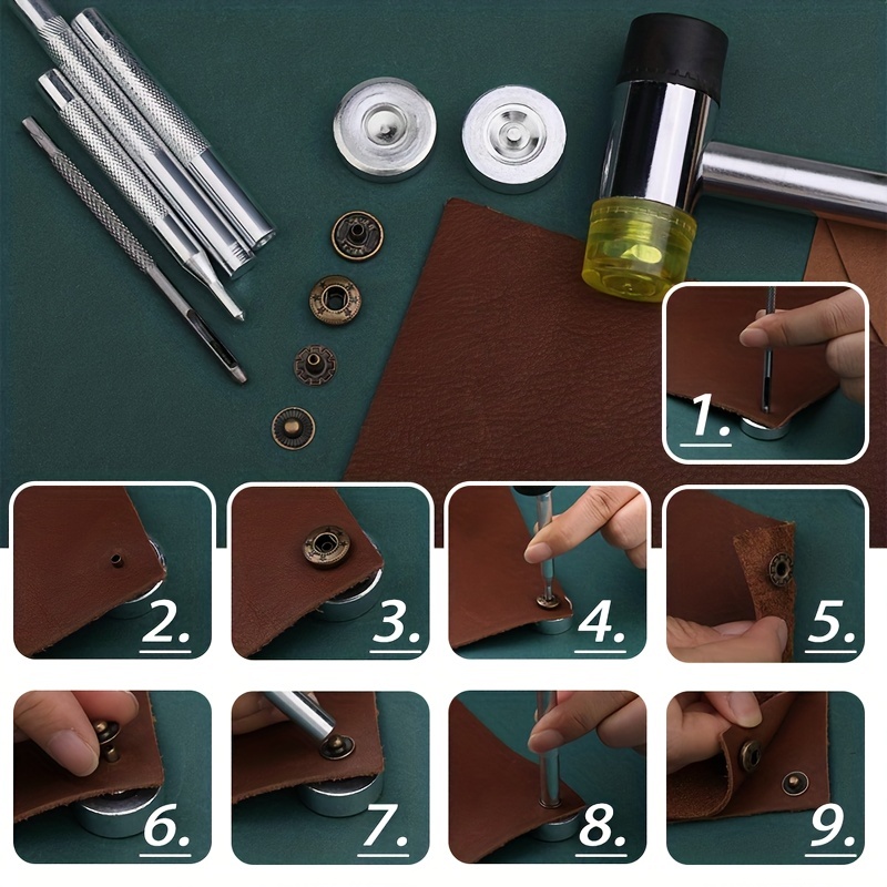 Leather Rivets Double Rivet Metal Studs With Punch Pliers And Ting Tool Kit  For Leather Craft Repairs Decoration - Temu