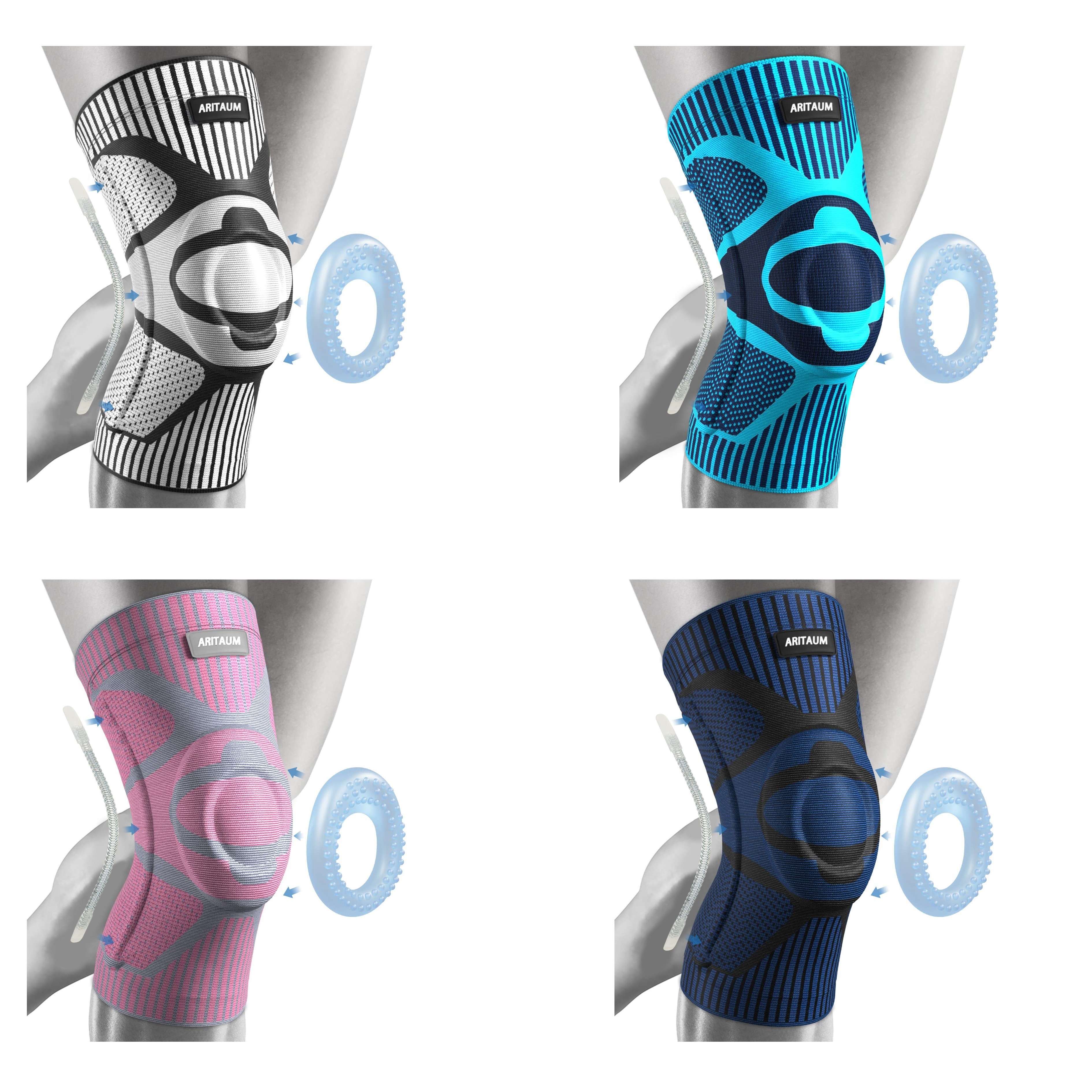 Compression Knee Sleeve With Patella Gel Pad & Side Stabilizers