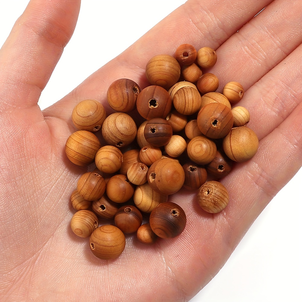 Wooden Handmade Diy Beads Bulk Round Loose Beads Log Color - Temu