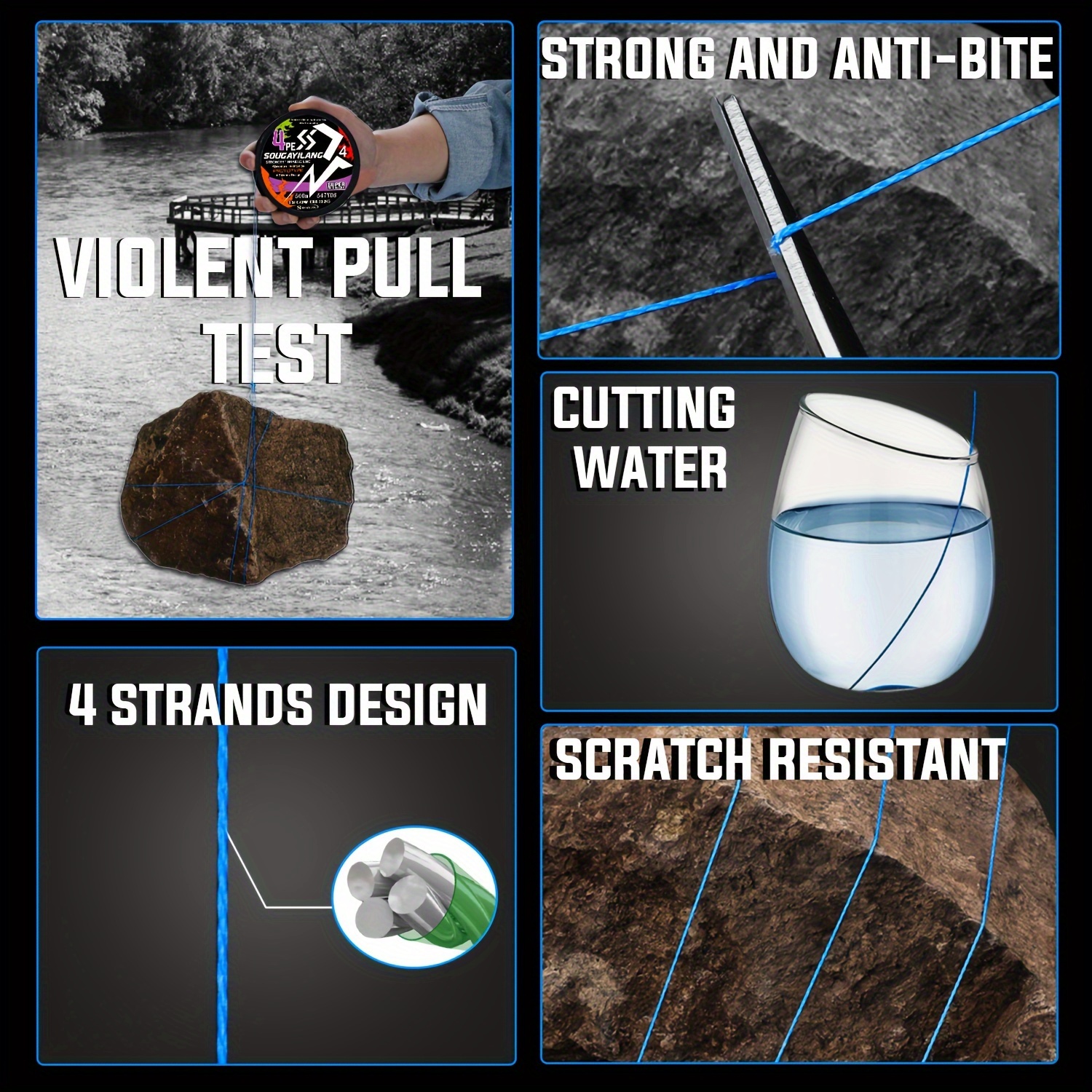 Sougayilang 4 Strands PE Braided Fishing Line - Strong, Durable, and Long-Lasting - Available in 109yds, 328yds, and 546yds