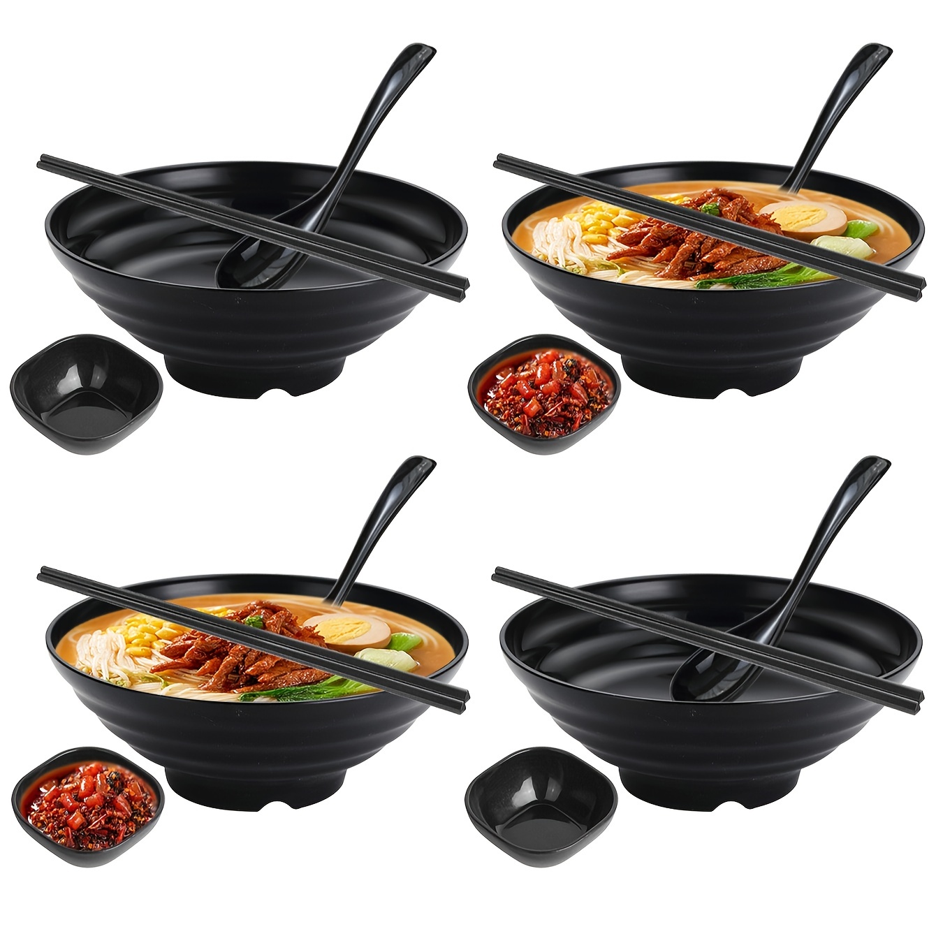 

1 Set 19/21/23cm Ramen Bowl Set With Chopsticks Spoon Saucer, For Soup Rice Noodles, For Home Kitchen Ramen Shop Restaurant Hotel, Kitchen Supplies, Tableware Accessories