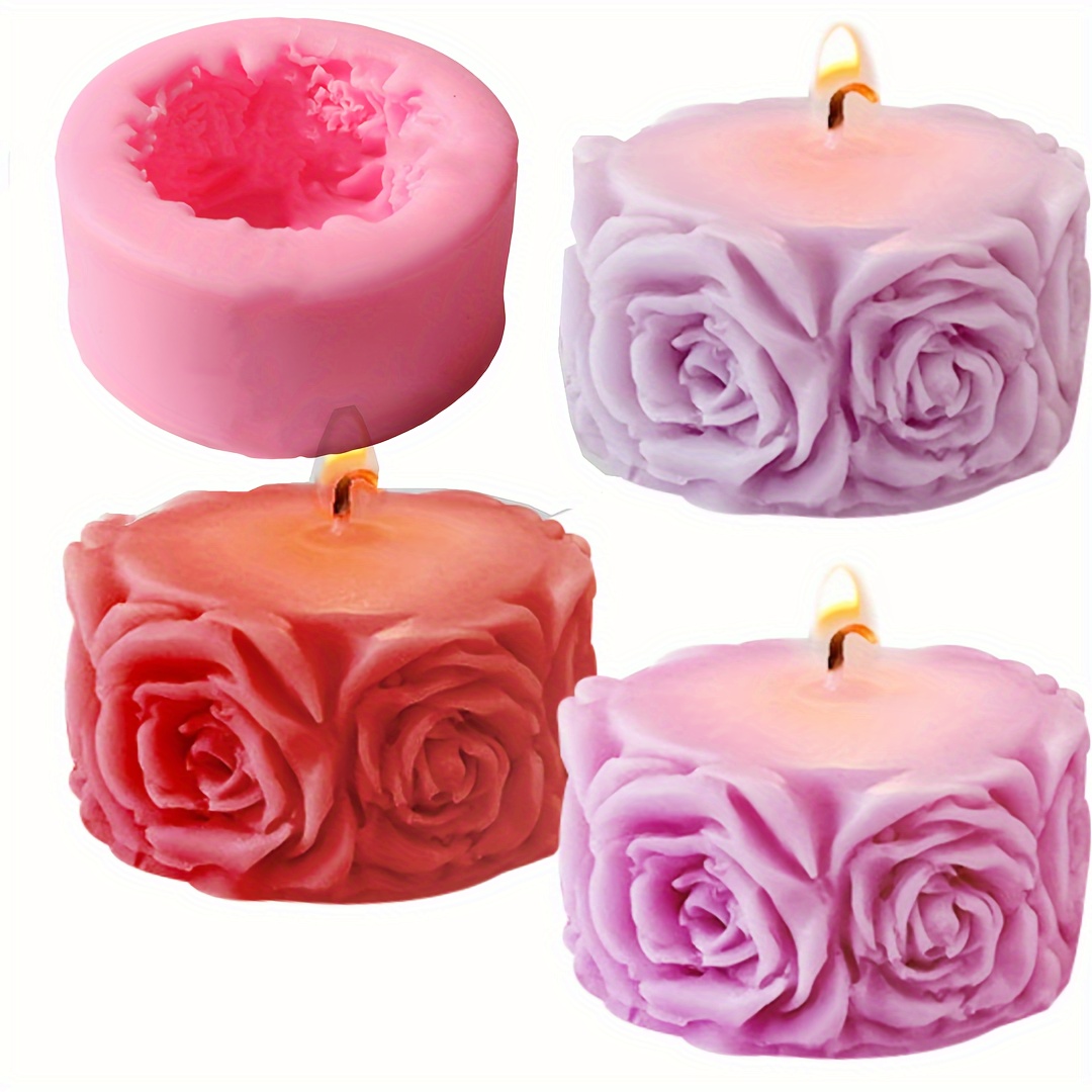 

1pc Rose Candle Silicone Mold, Valentine's Day Cylindrical Resin Molding Mold, Resin Molding Mold For Making Polymer Clay Candles Valentine's Day Gift