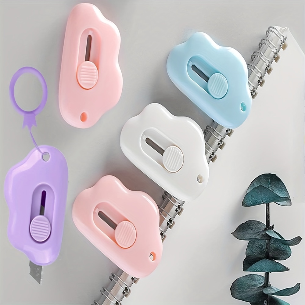 feliposi 9pcs Cloud-Shaped Mini box cutter with Retractable Blade and  Keychain Hole - Perfect for Safe and Easy Package Opening,box cutter letter
