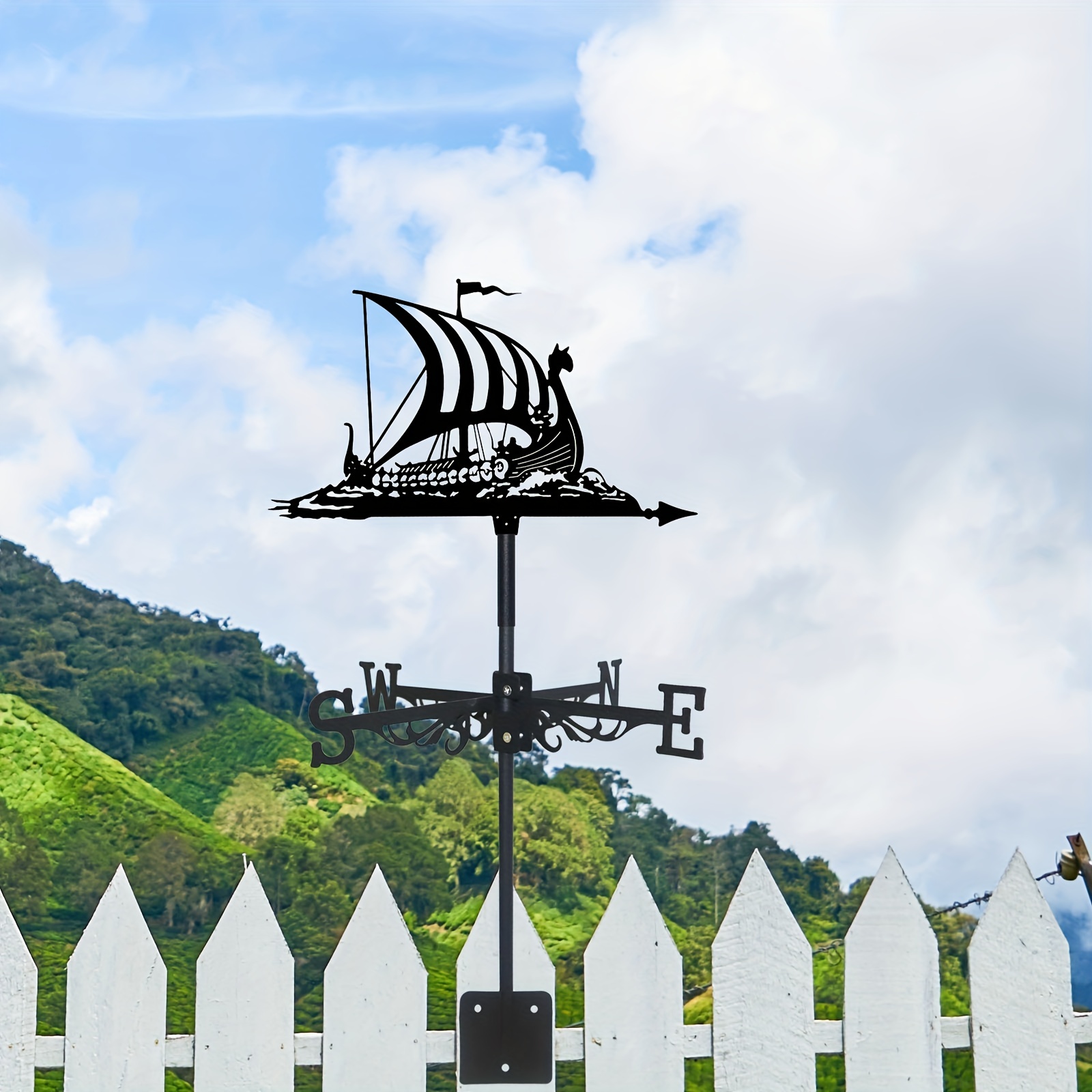 Roof Animal Sailboat Weathervane Metal Wind Vane Indicator