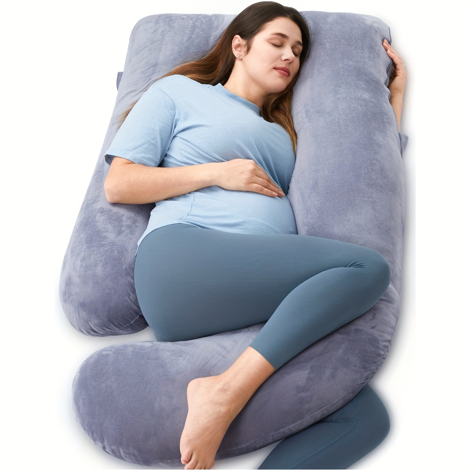 MUMO Pregnancy Pillow J Shaped Full Body Pillow with Velvet Cover Maternity  Pillow for Pregnant Women : : Home