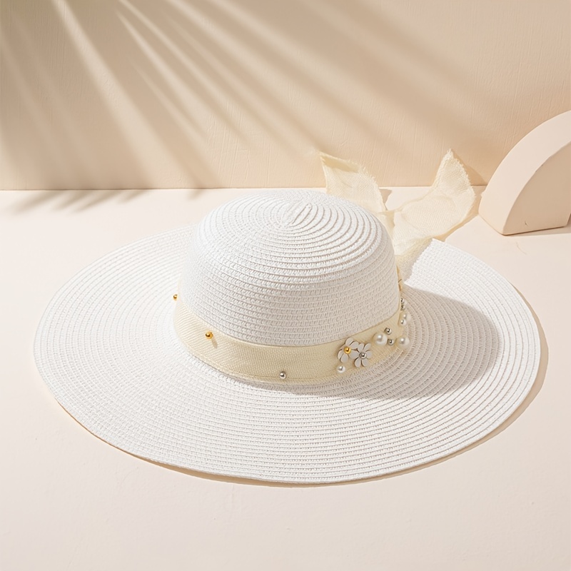 Wide Brim Straw Hat Sunshade Chain Decoration Gift For Her