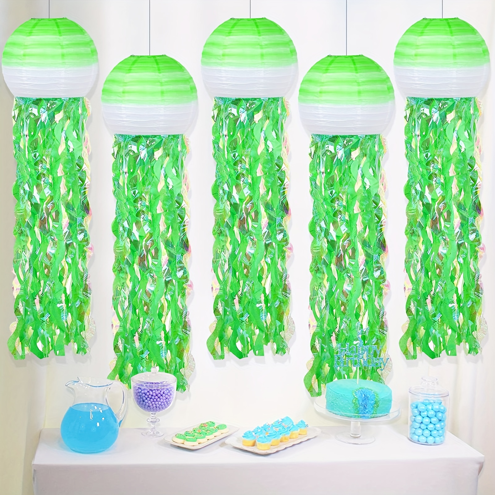 Jelly Fish Paper Lanterns Purple Green Blue Hanging - Temu Canada