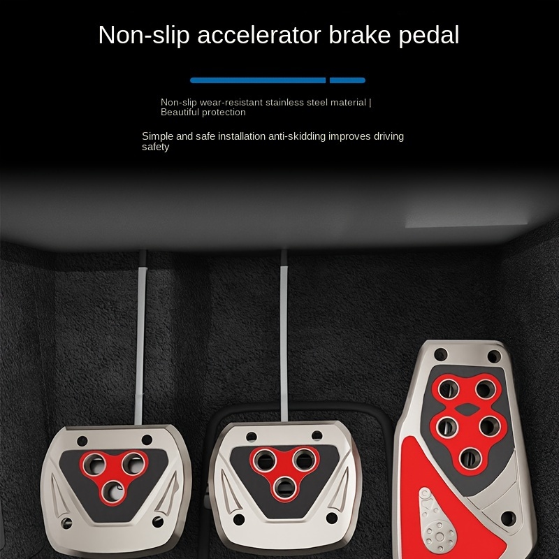 Red Automatic Car Anti slip Metal Pedal Pad Brake Gas Foot Rest