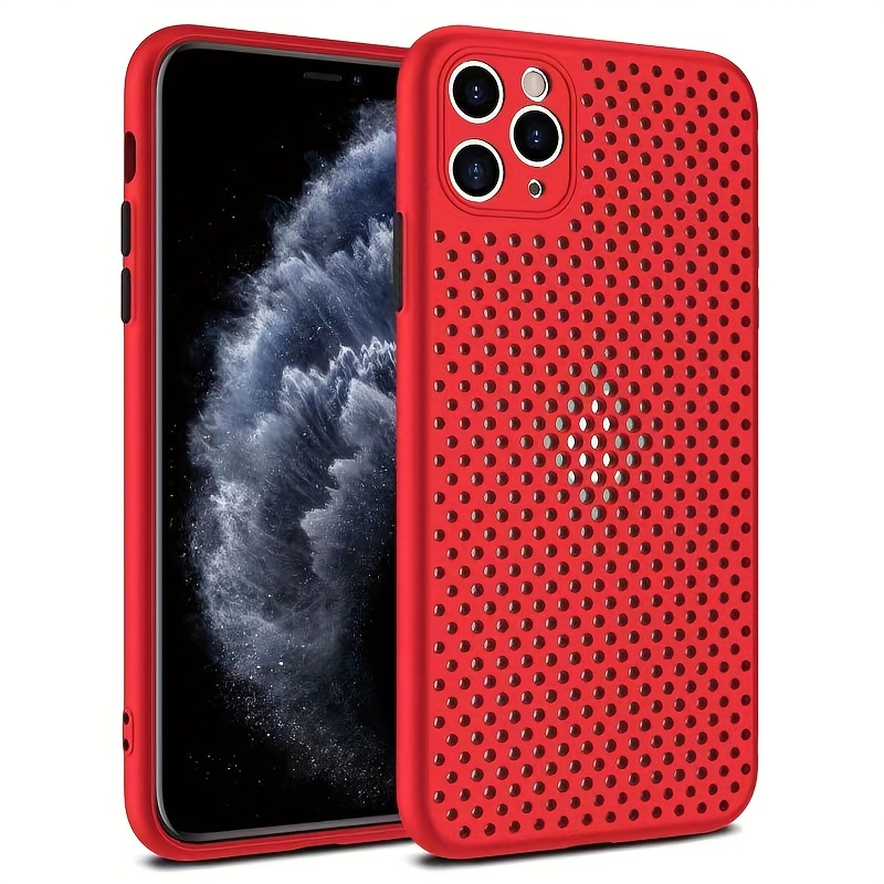 Funda silicona iphone 8 agujero logo textura suave Rojo