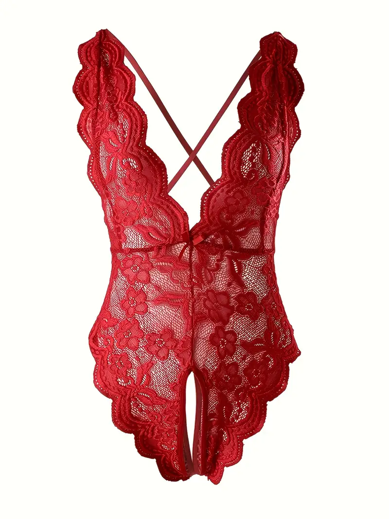 sexy lace backless teddy bodysuit with plunging neckline and open crotch womens lingerie and sleepwear for a seductive night details 8