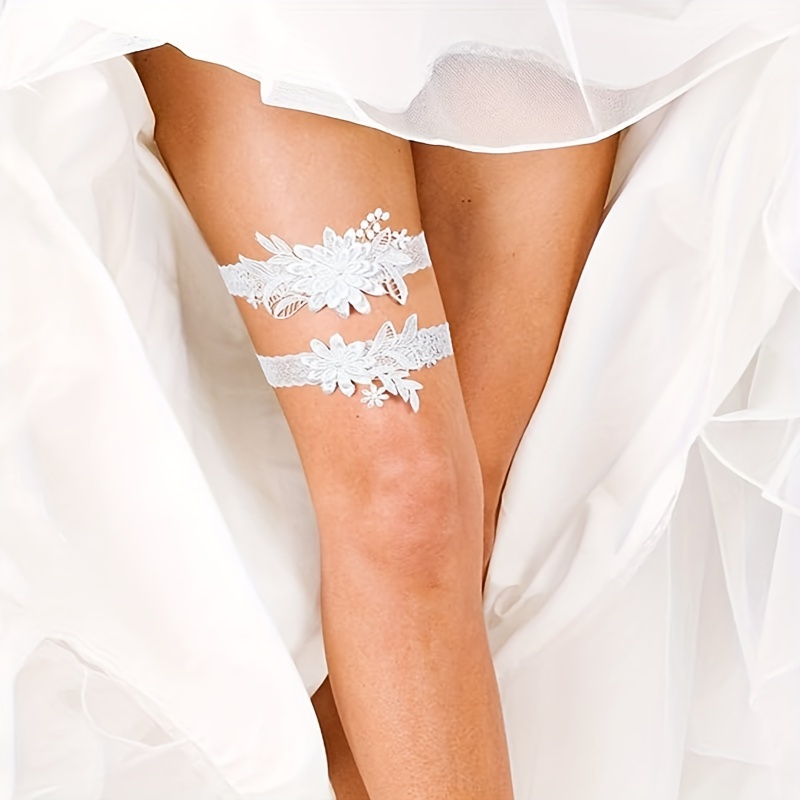 Faux Pearl And Rhinestone Garter Wedding Garter Belt With - Temu
