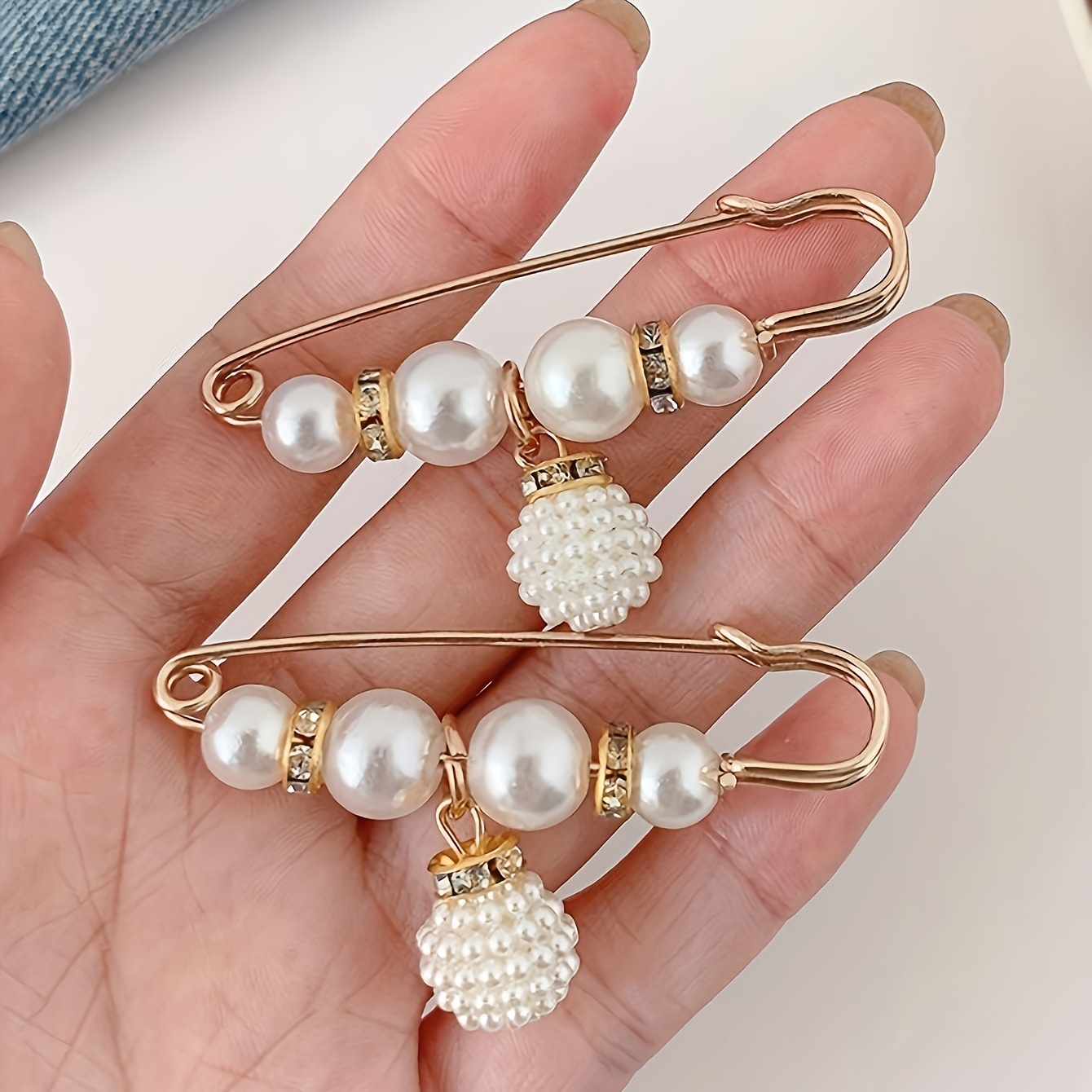 Pearl Brooches Sweater Shawl Hat Clip Neck Pins Women - Temu