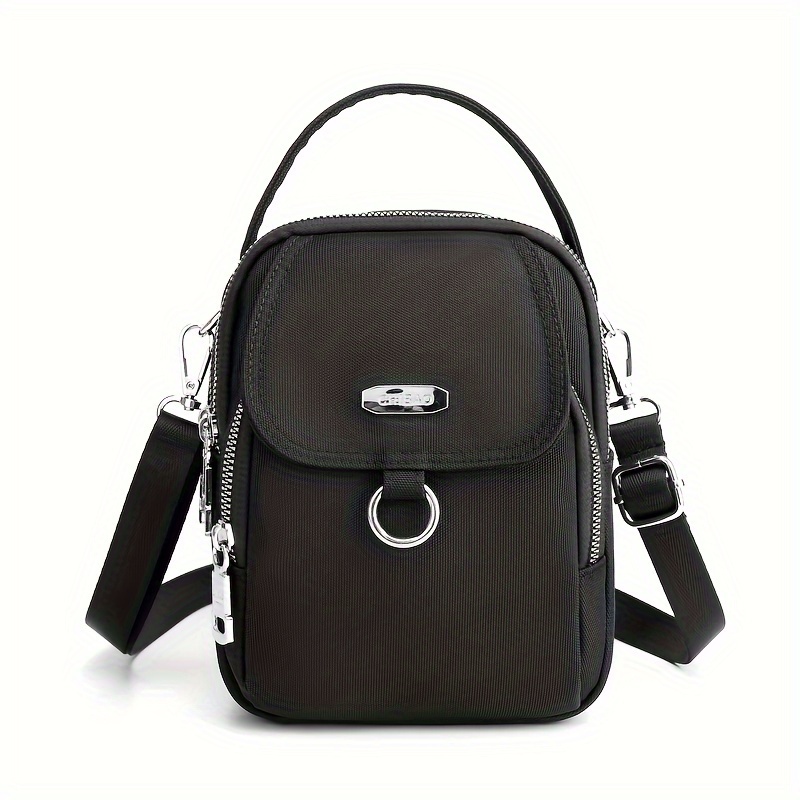 Casual Multi Zipper Layer Shoulder Bag Minimalist Small - Temu