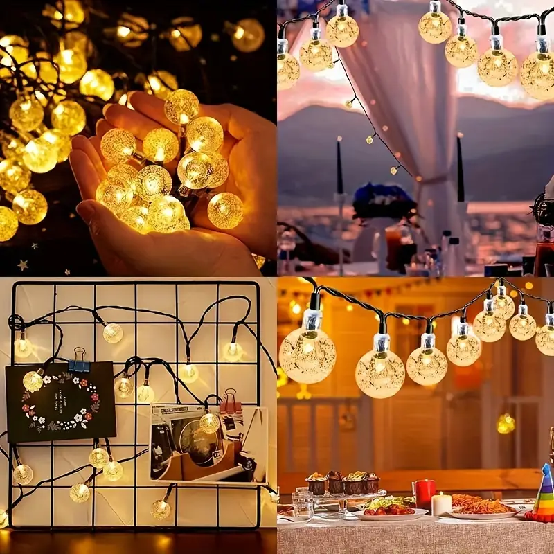 1pc solar powered 100led 50led 20led crystal ball bubble lamp indoor outdoor garden wedding decorative outdoor lighting solar water drop lamp crystal ball fairy lamp crystal globe solar string lights details 9