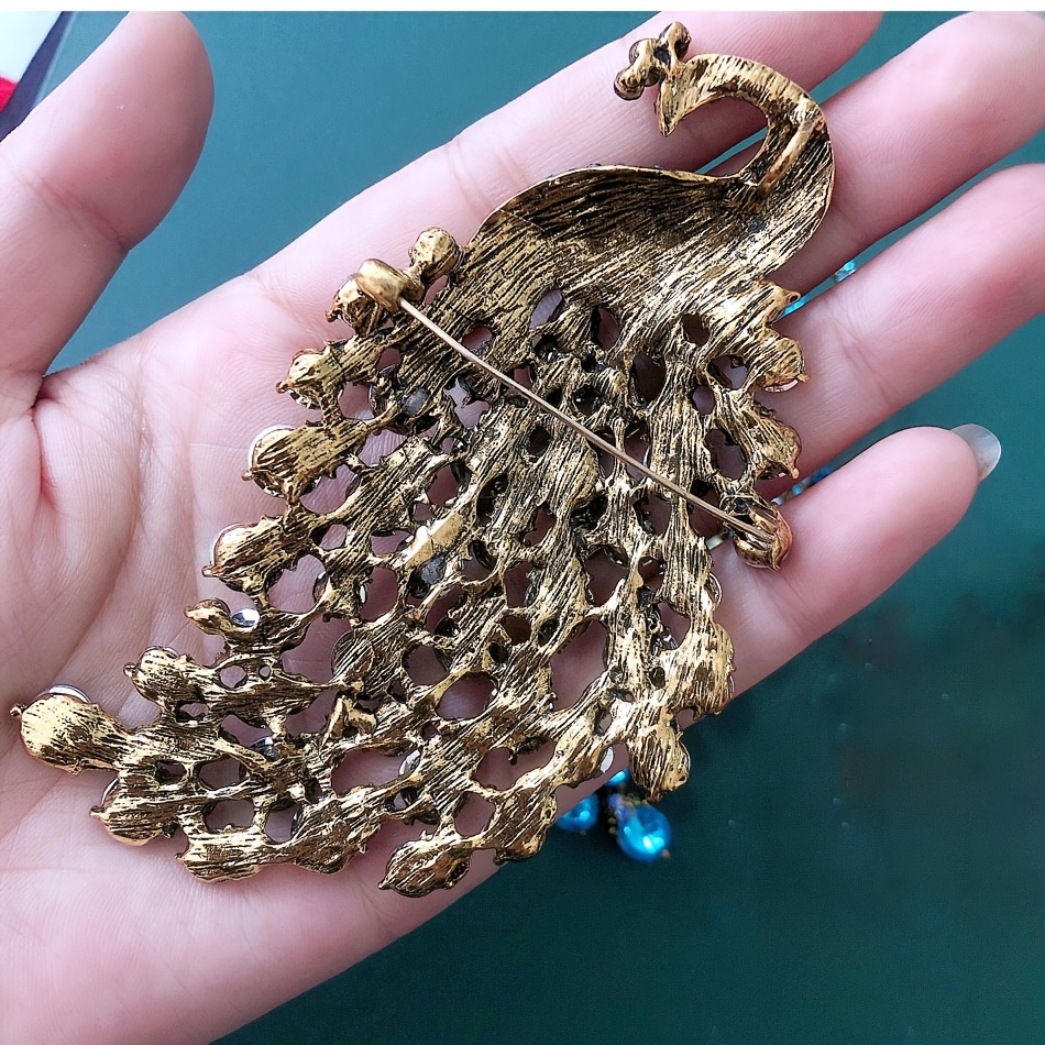 Peacock Rhinestone Brooch Pin for Women