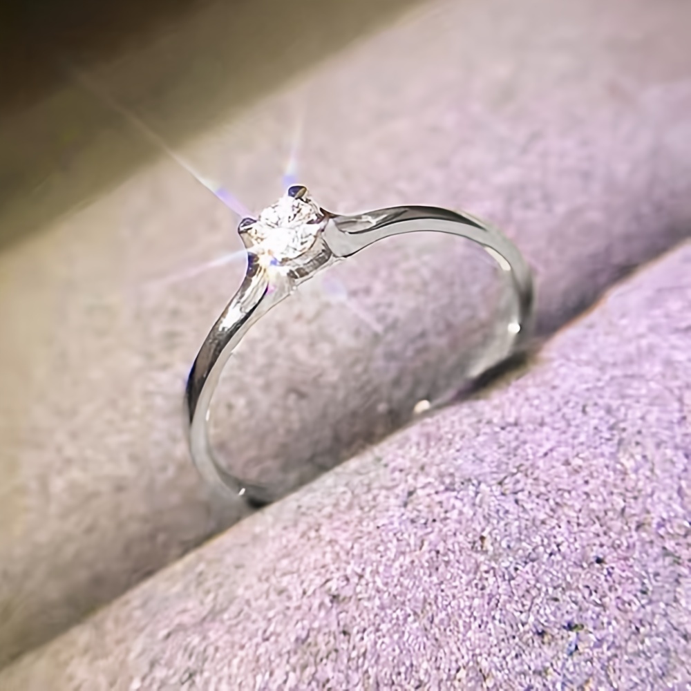 Classic 4 Prong Zircon Wedding Engagement Ring, Women's Gift