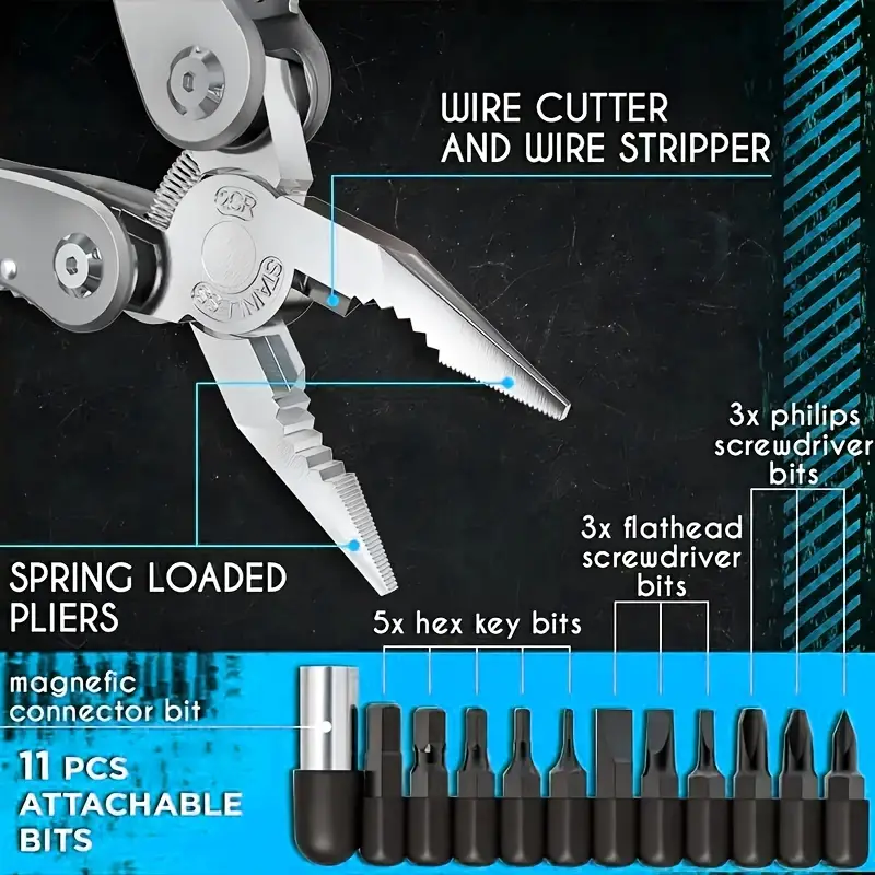 Multitool 24 in 1 With Mini Tools Knife Pliers And 11 Bits - Temu