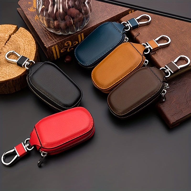 Cartoon Print Car Key Bag, Lightweight Universal Key Organizer, Zipper Keychain Bag,Temu