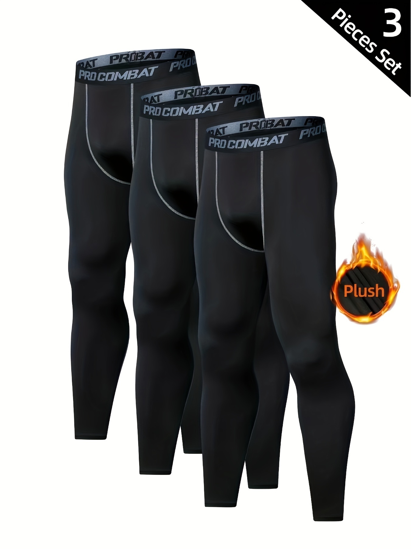 3pcs Men's Warm Pants, Winter Tight-fitting High-elastic Leggings, Sports  Fitness Workout Gym Pants, Men's Thermal Underwear Pants