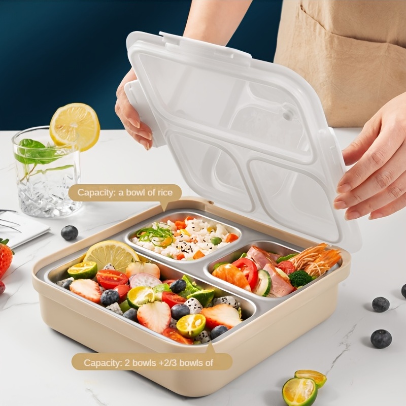  AIYoo Bento Box Lunch Box for Adults 304 Stainless Steel  Divided Plates with Lid, 3 Compartments Food Storage Container with Lid in  Picnic: Home & Kitchen