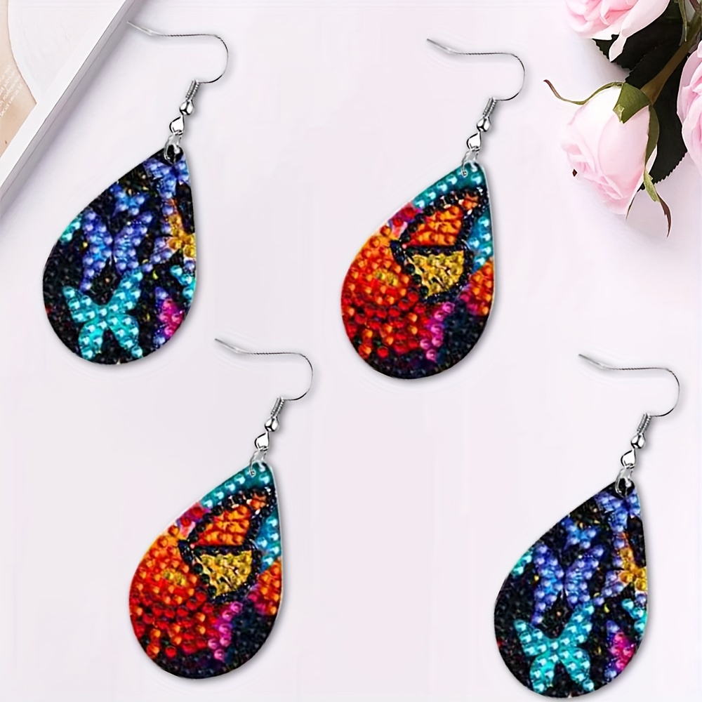 Diamond Painted Earrings Making Kit 5d Handmade Mosaic - Temu