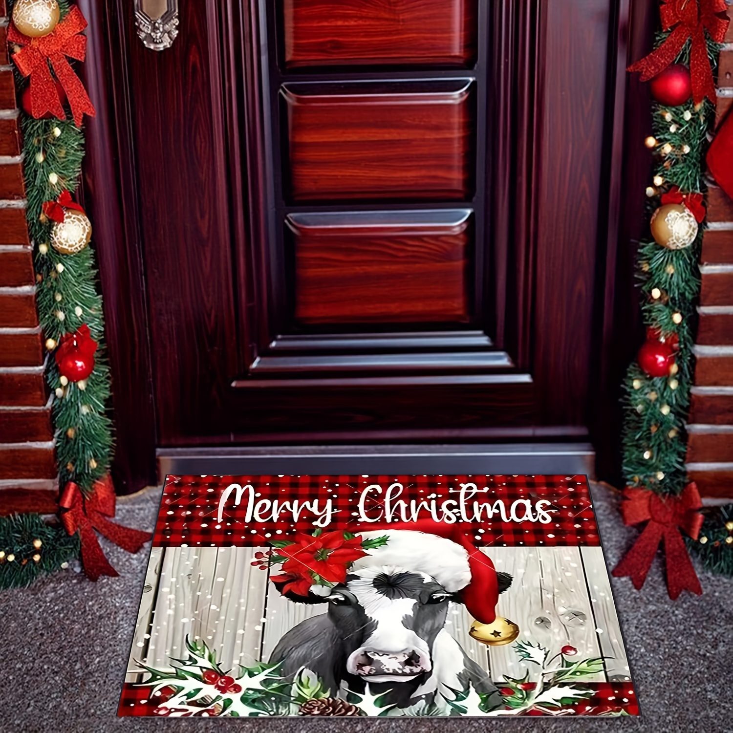 Merry Christmas Gnome Doormat Xmas Holiday Welcome Floor Mat Rugs for Front  Door Funny Non Slip