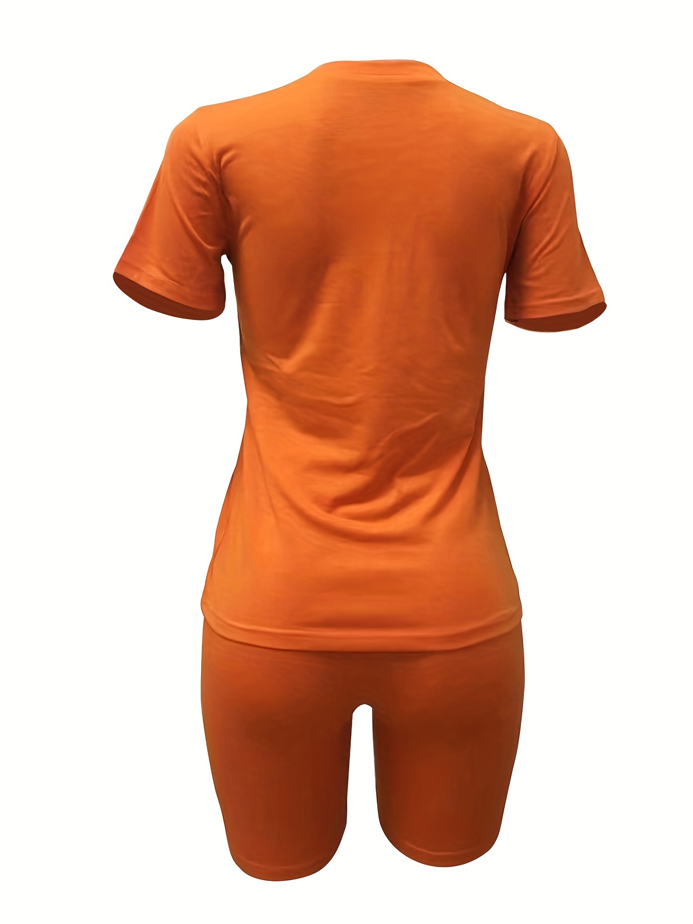 Solid Two-piece Set Short Sleeve T-shirt & High Waist Shorts