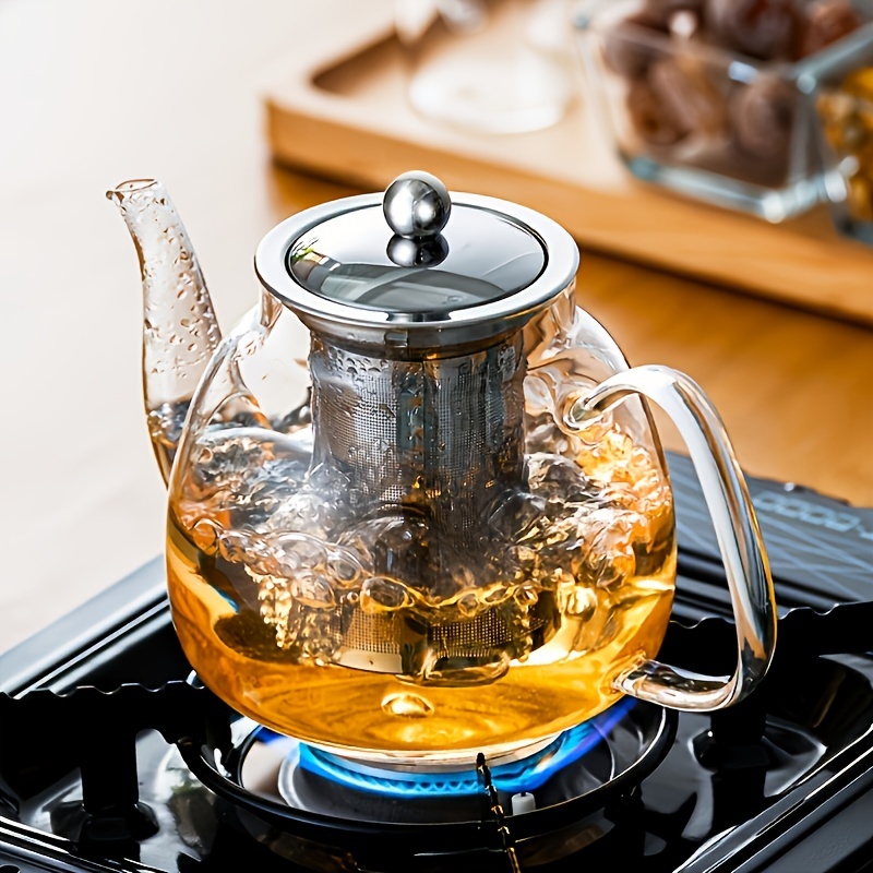 Clear Glass Teapot with Removable Infuser, Blooming and Loose Leaf Tea  Maker,1000ml/33.8oz 