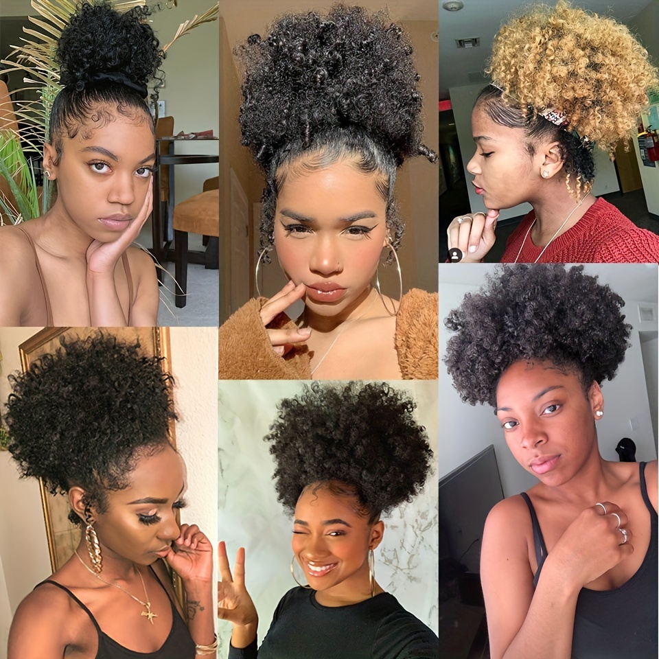 Short Afro Curly Hair Bun Ponytail Extensions