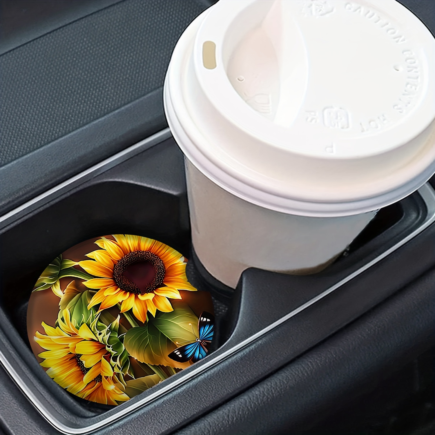 Sunflower Hug Coasters, Car Cup Holder Coasters, Pad Table Decor,car  Interior Accessories Cup Mat, Car Coasters For Cup Holders - Temu