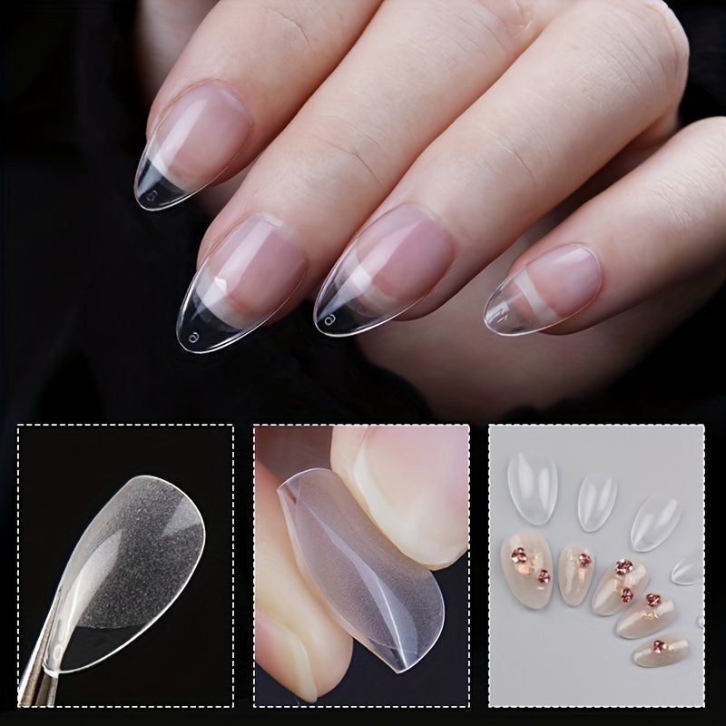 

120pcs/box Xxs Almond Soft Gel Tips Full Cover Press On Nail Tips Extension Short Semi-frosted Fake False Nails Capsule Manicure Accessories