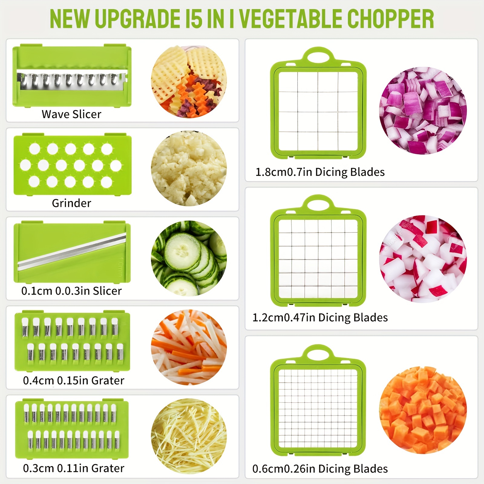 Multifunctional Fruit & Vegetable Slicer/Chopper. 15 in 1