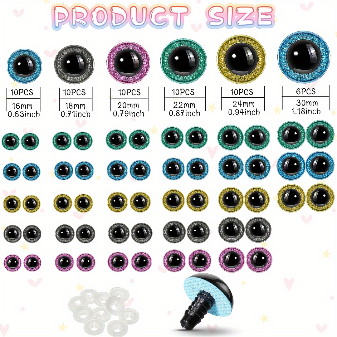 56 Pieces 16-30 mm Large Safety Eyes for Amigurumi Big Stuffed Animal Eyes