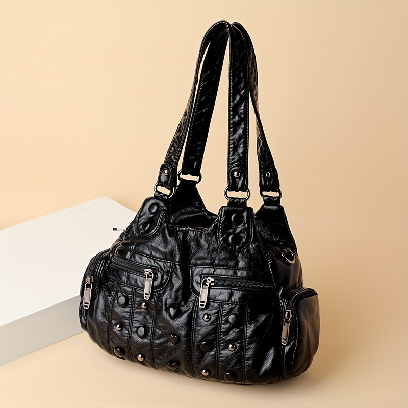Star Pattern Zipper Underarm Bag, Pu Leather Y2k Style Shoulder Bag,  Fashion Portable Handbag - Temu