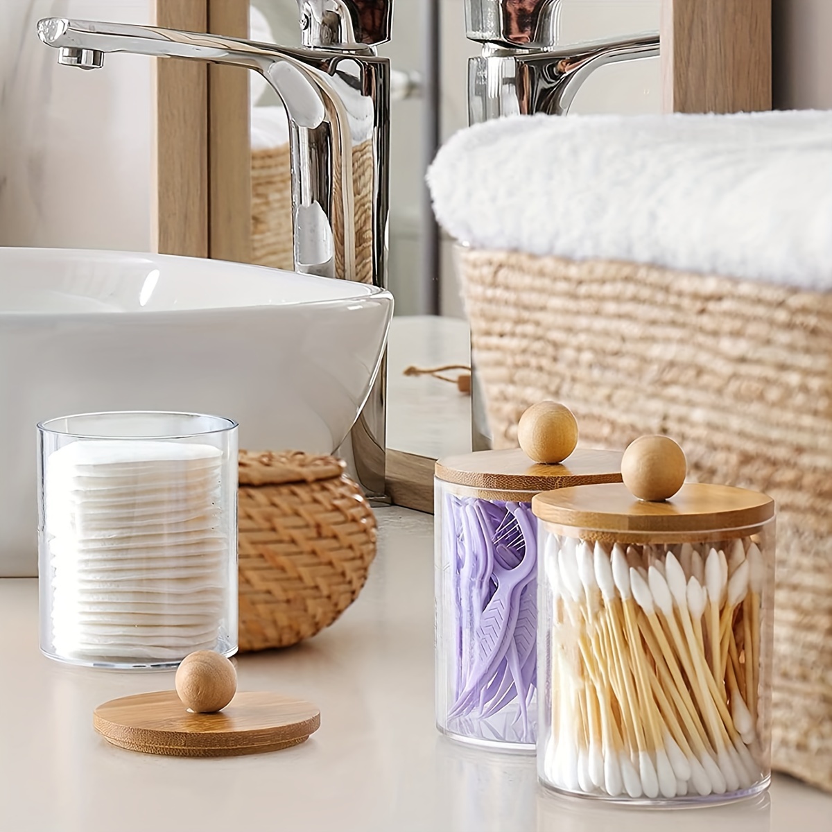 Set Accessori Bagno In Bambù 4 Scatola Portaoggetti - Temu Italy