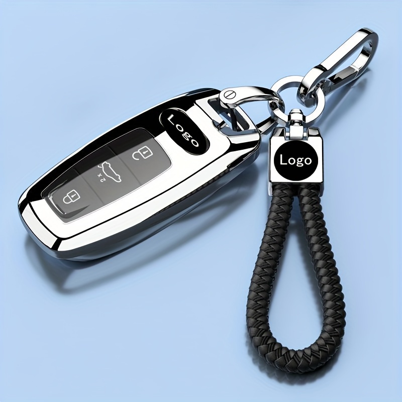 Custodia protettiva per chiave auto in silicone TPU per Audi, telecomando a  3 pulsanti, con portachiavi in pelle, compatibile con Audi