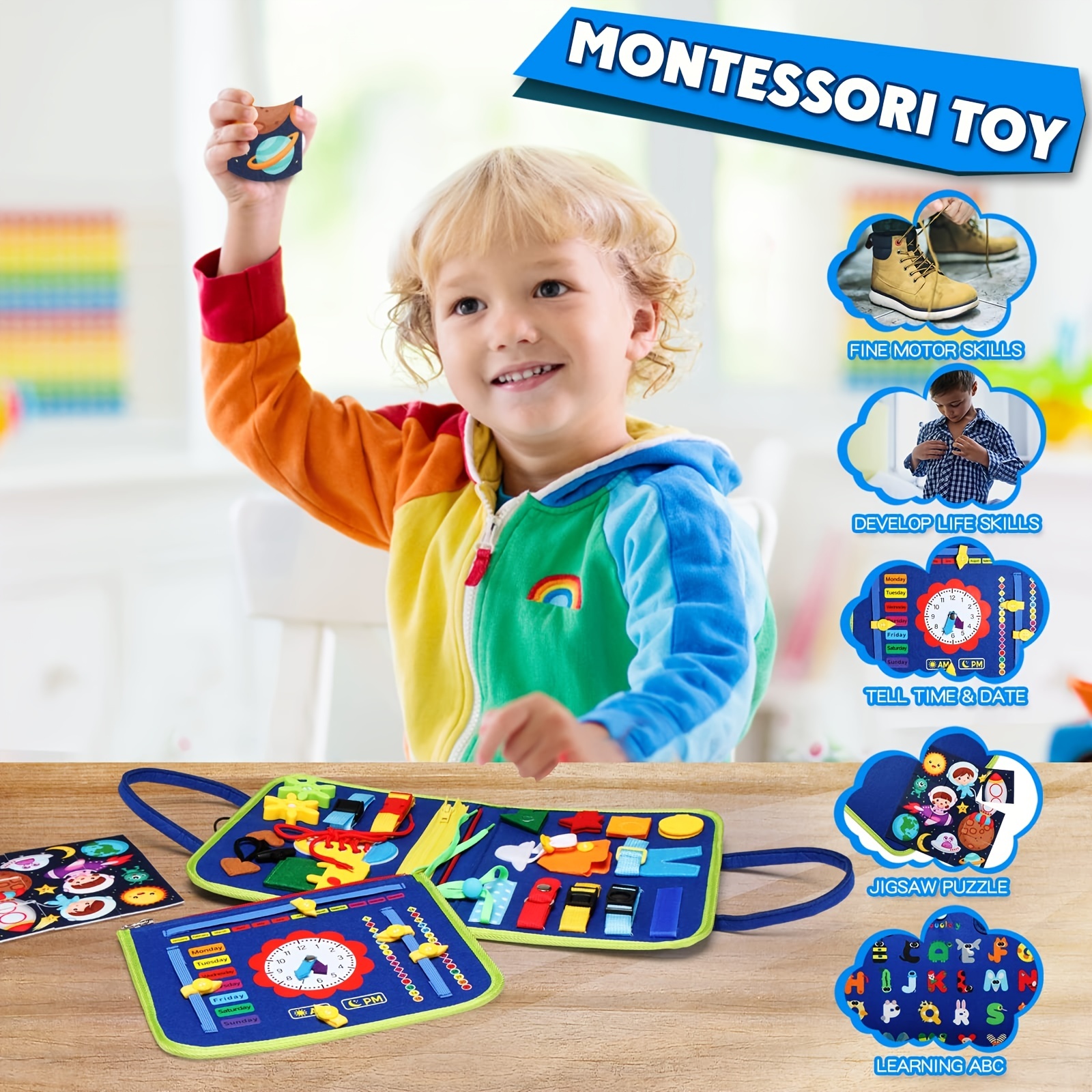  Juguetes sensoriales para niños pequeños de 1 a 3 años,  habilidades motoras finas, juguetes Montessori de desarrollo para  actividades de bebés, juguetes interactivos mejorados para niños y niñas,  regalo de viaje