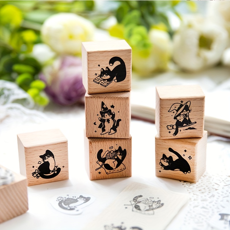 Adorable Little Black Cat Wooden Rubber Stamp Perfect Diy - Temu