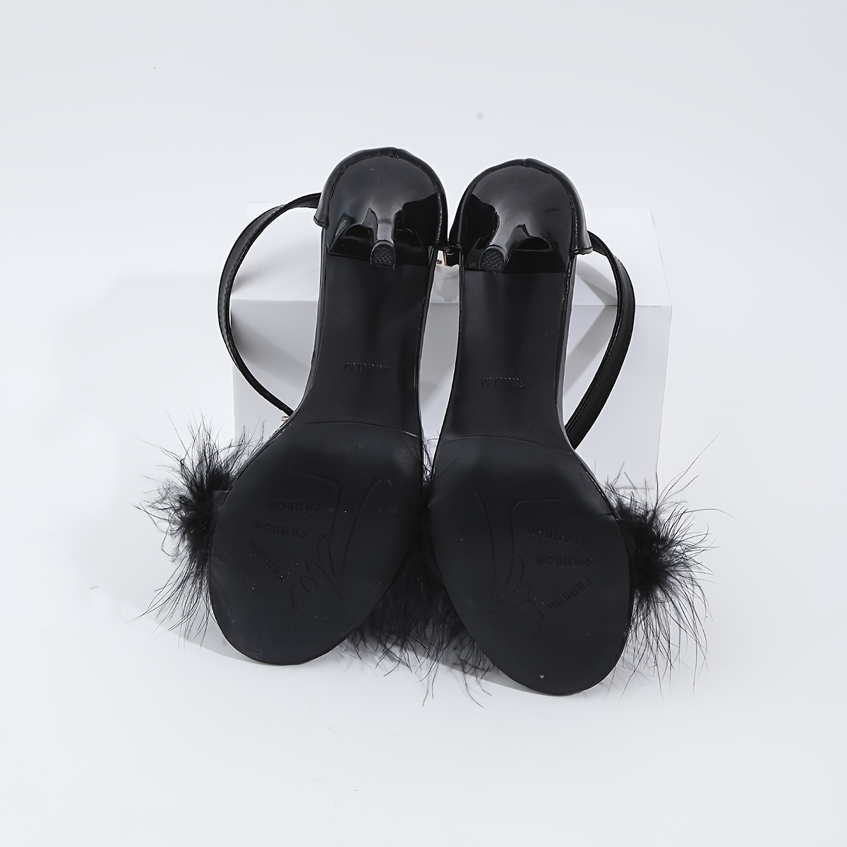 Feather Stiletto Sandals Women s Fluffy Fashion Open Toe Temu New Zealand